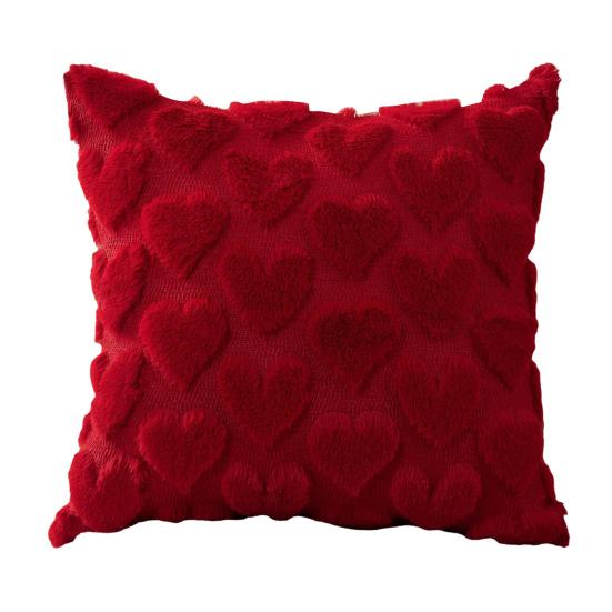 Plush Love Heart Cushion Cover Valentine's Day Throw Pillow Cover Love Heart Pattern Decorative Pillowcase