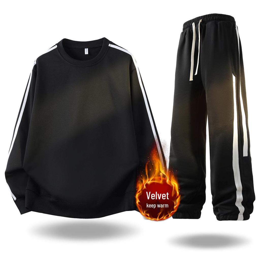 Men's Trendy Loose Fit Autumn Sweatshirt & Pants Two-Piece Set - Casual Long Sleeve Matching Outfit