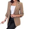 Womens Long Sleeve Solid Color V-Neck Blazer Coat Slim Fit Office Chic Workwear