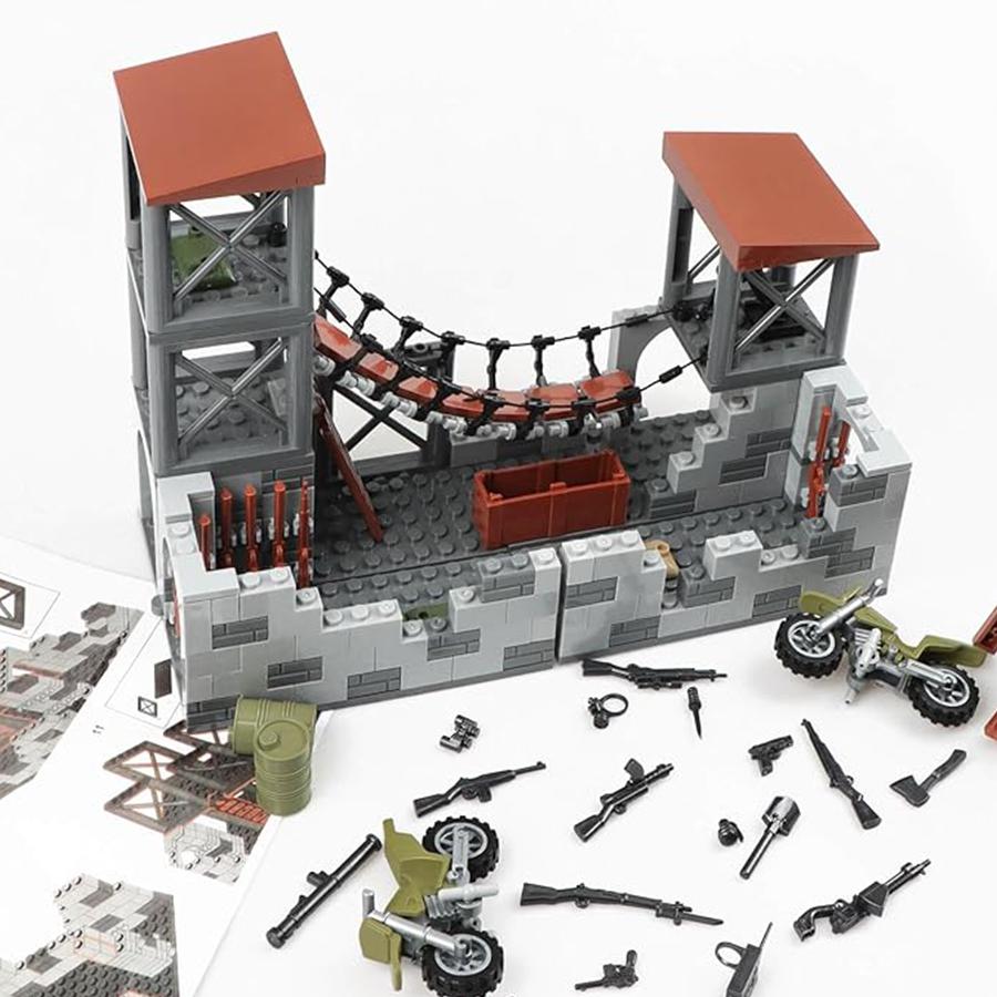 Non-Toxic Upgraded Military Base Building Block Sets Ww2 Army Models Mini Army Supplies Guns Kids Toys Children Toys