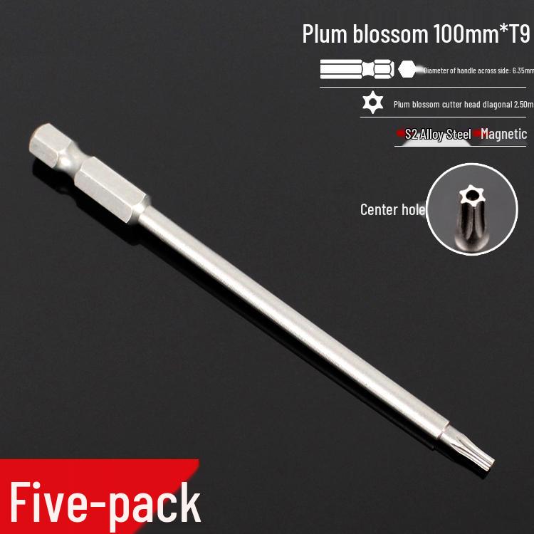 Plum Blossom S2 Magnetic Hex Screwdriver Set - 6.35mm Pneumatic Drill Bit Set