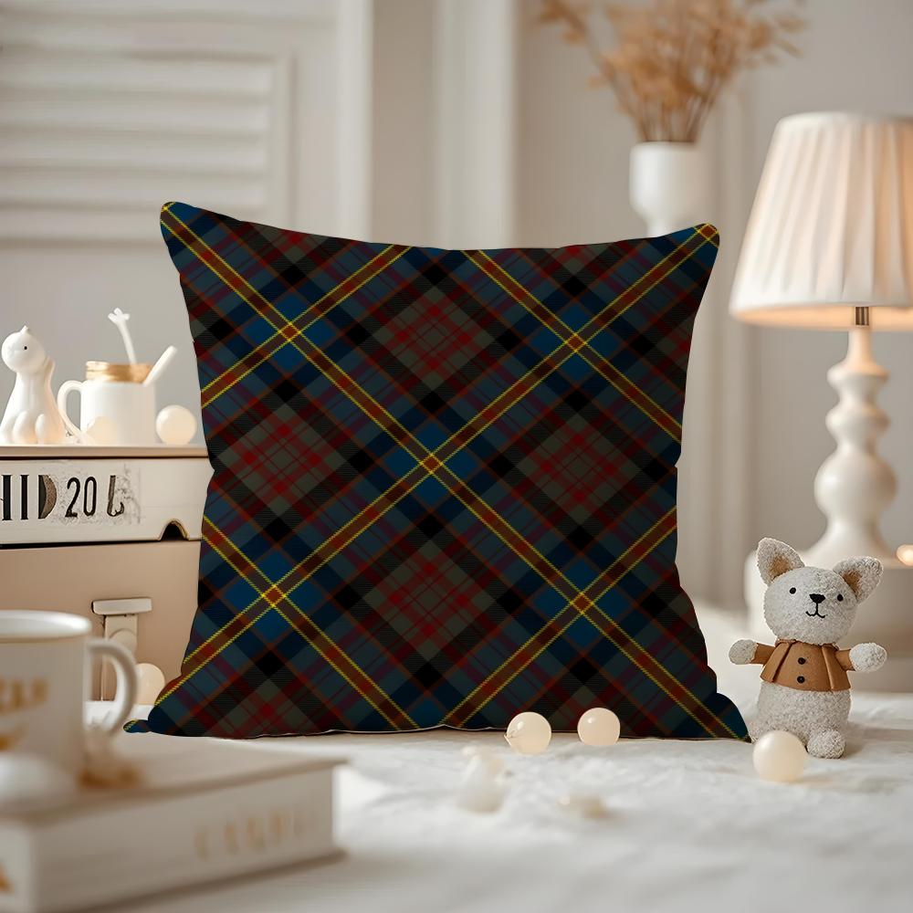 Nordic Scottish Pattern Tartan Cushion Cover Pattern Printed Pillowcase For Living Room Sofa Cushion Cover & Bedroom Decor