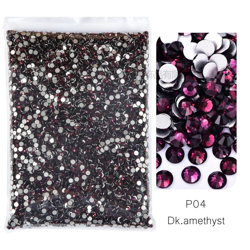 P1-70 Ordinary Color Large Packaging Glass Flat Bottom Diamond Rhinestone Nail Diamond Diy Crystal Mobile Phone Case Beauty Jewelry Accessories