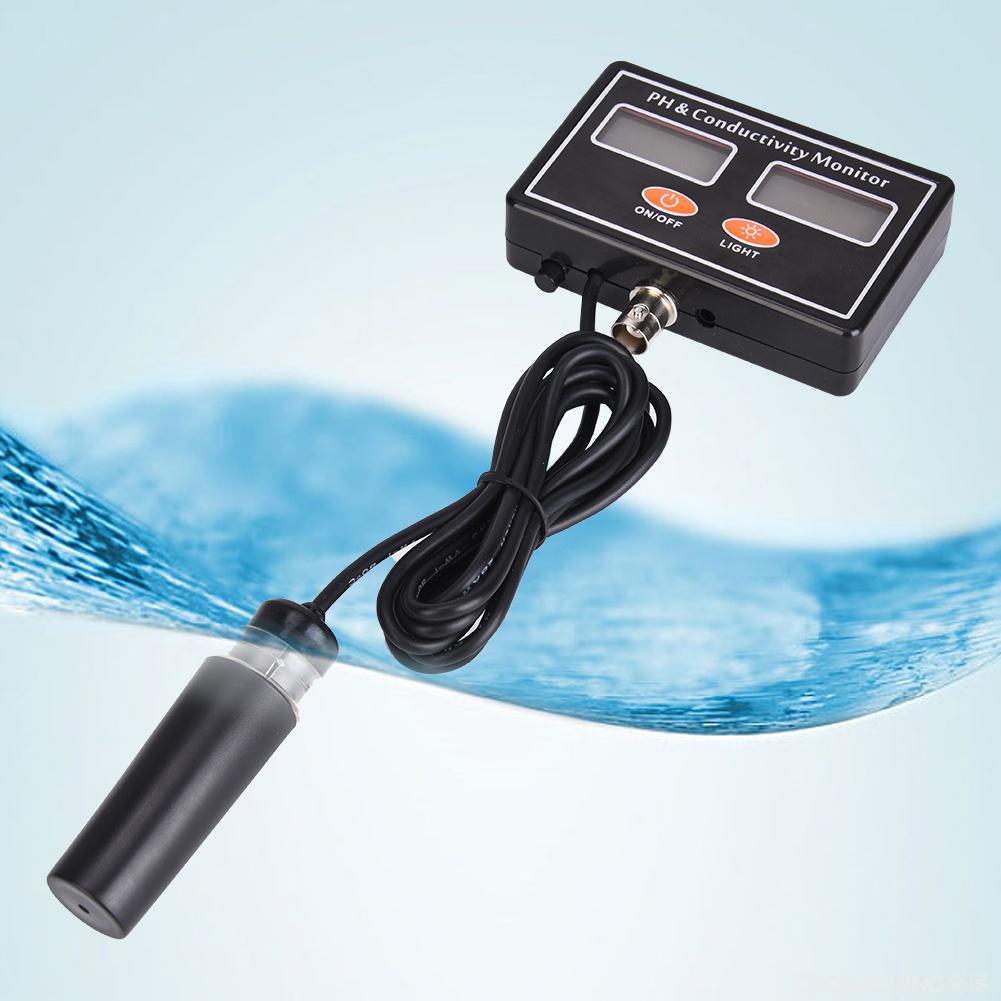 Online PH EC Monitor Meter Water Quality Tester with Replaceable PH Probe220V EU Plug