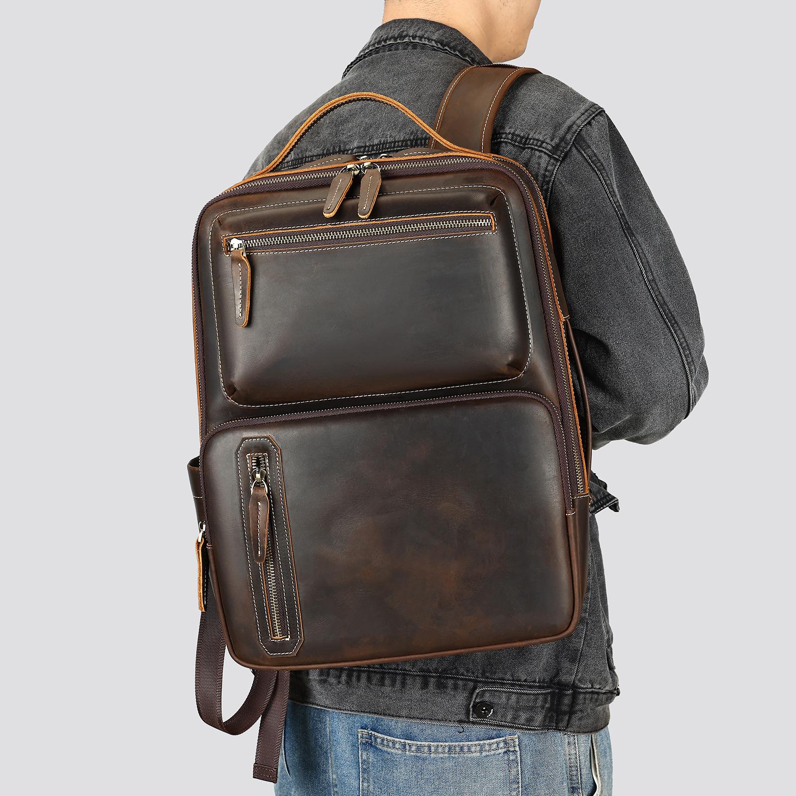 

Рюкзак мужской для отдыха на природе, путешествий, рюкзак из натуральной кожи, деловая сумка для компьютера кофейный