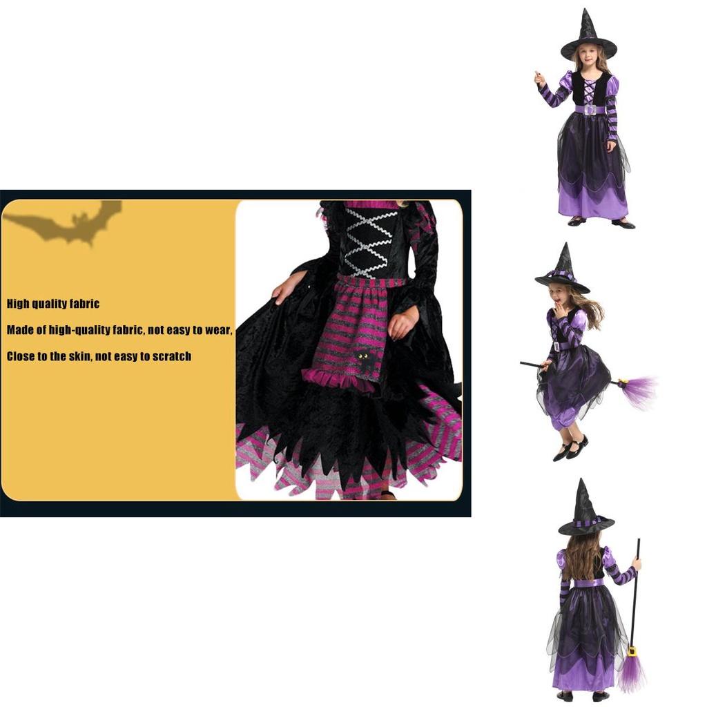 Exquisite Children's Halloween Witch Costume With Silky Fabric And Intricate Details