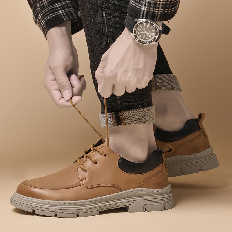 Fashion Fashion Lace-Up Business Flats 2024 New Driving Shoes Breathable Men's Flats Shoes Genuine Leather Oxfords Male Outdoor Shoes
