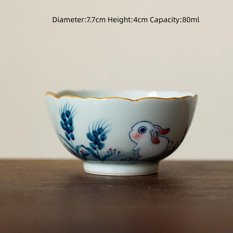

80ML Hand Drawn Beutiful Flowers Tea Cup Tea Tasting Cup Big Capacity Tea Ceremony Kungfu Tea Cup 200ml