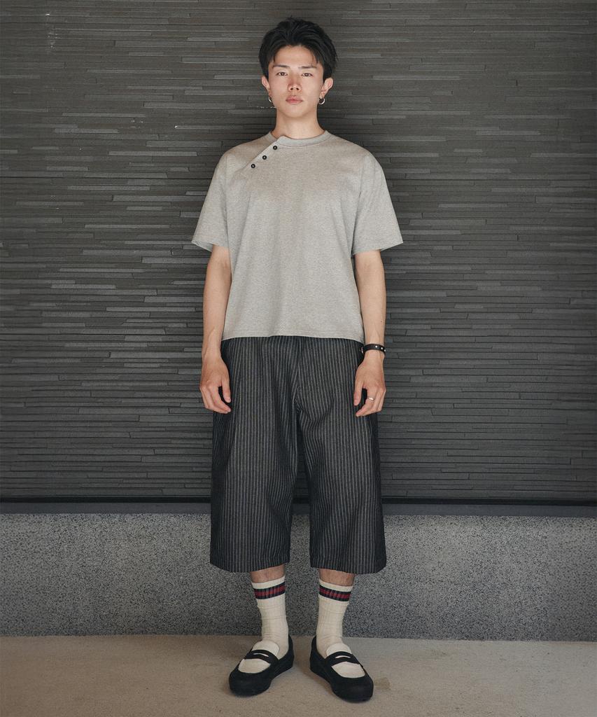 XERO Side Henley Neck Crop T-Shirt [Melange Gray]