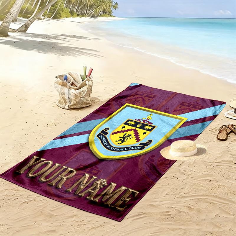 Name Custom Burnley FC Print Beach Towel, Large Soft Quick Dry Towel for Beach Camping Swimming