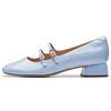 Leren Vintage Stijl Dikke Hak Mary Jane Schoenen Dames schoenen Blauw 261762804