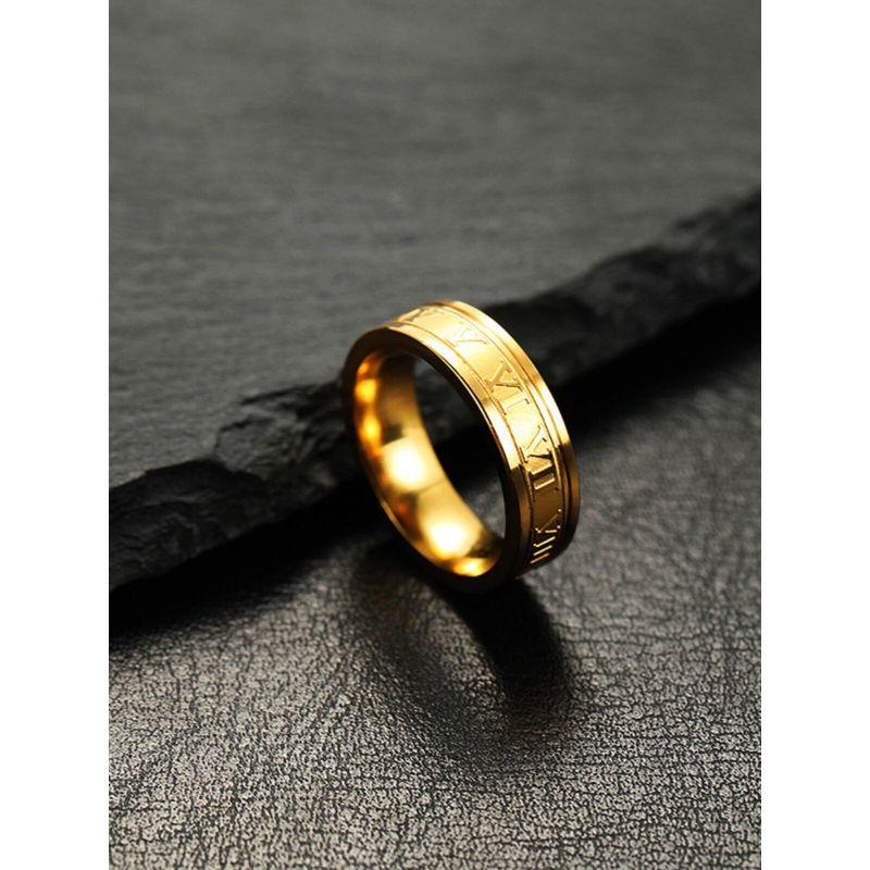 Cross-Border Foreign Trade Stainless Steel Jewelry Hot Sale Western Style 6mm Corrosion Roman Word Multi-Color Optional Titanium Steel Ring