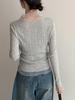 Lu Xi Women's V-neck Korean Style Mesh Patchwork Knit Top, Early Spring 2026 Collection