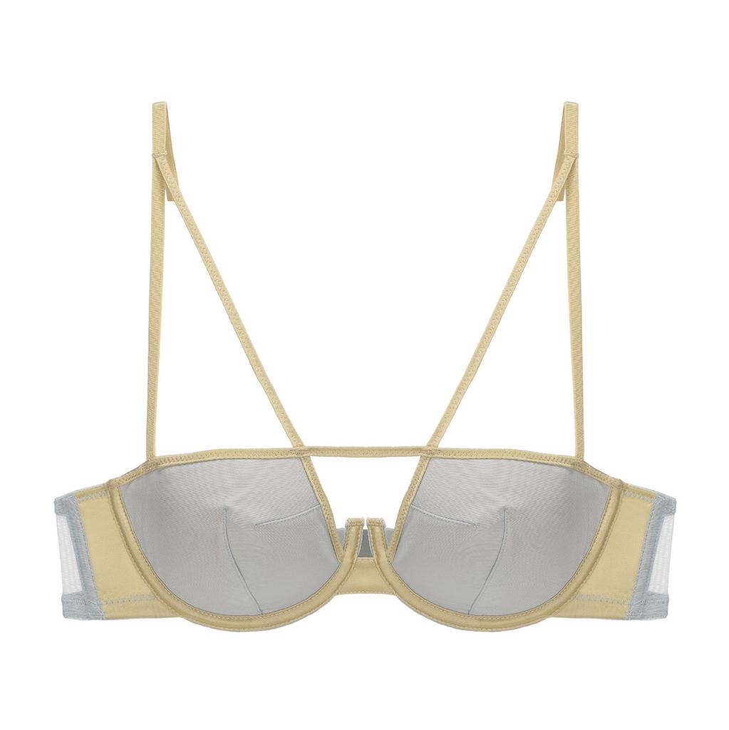 French Smooth Cross Back Push-Up Lingerie Bra - Underwire, Anti-Sagging, Thin Cotton Cup