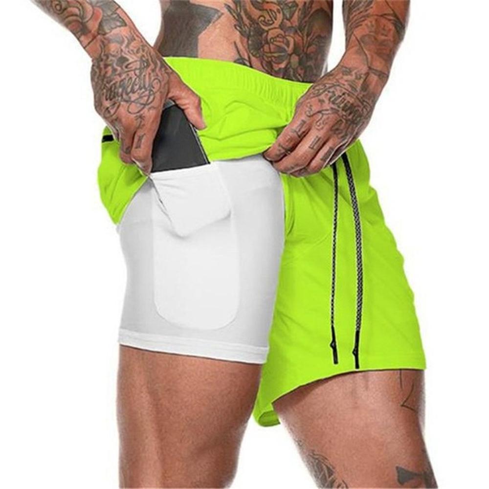 Sport Shorts Men Sportswear Double-deck Running Shorts 2 In 1 Beach Bottoms Summer Gym Fitness Training Jogging Short Pants