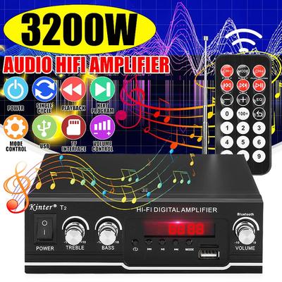 Amplificador HiFi de potencia de Audio Bluetooth de 3200W, 110V/220V, receptor de música, amplificador de Radio FM, soporte de Audio con control remoto para el hogar