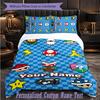 Personalized 3Pcs Bedding SetSuper Mario Custom Text Duvet Cover Pillowcase Set Bedroom Gift