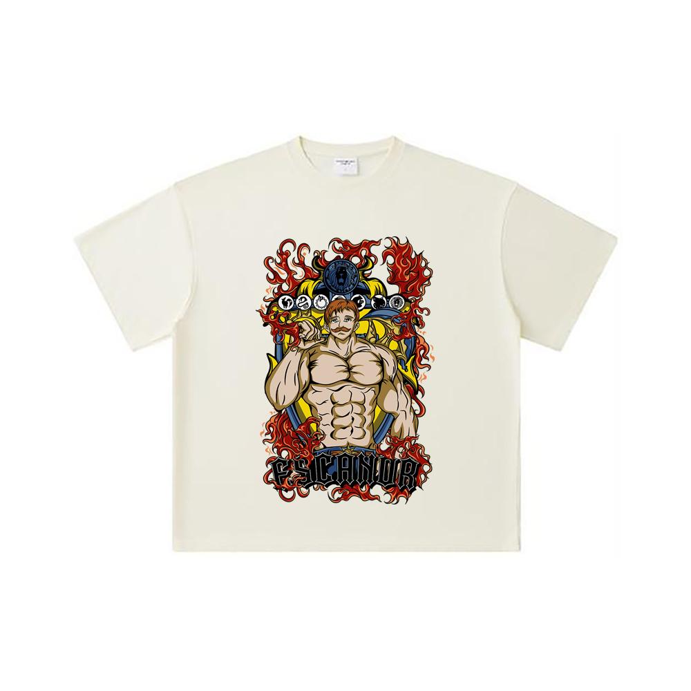 260 GSM Double Yarn 32 Count 100% Cotton Seven Deadly Sins V4 Escanor Print Unisex Heavy Cotton T Shirt