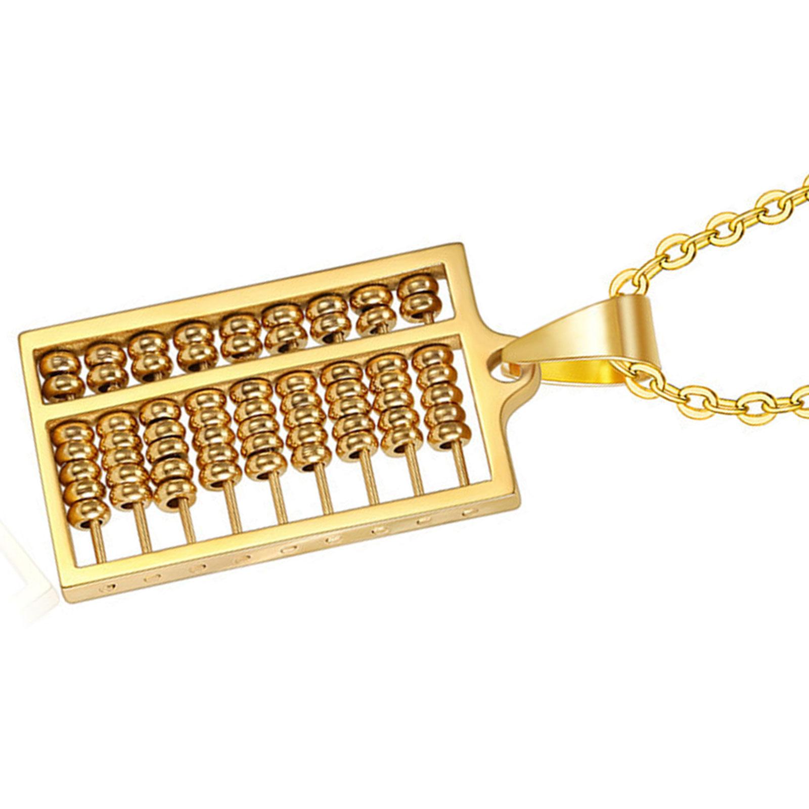 

Модное ожерелье с подвеской «Счеты» из нержавеющей стали с регулируемой цепочкой для ценителей моды и математики золотой