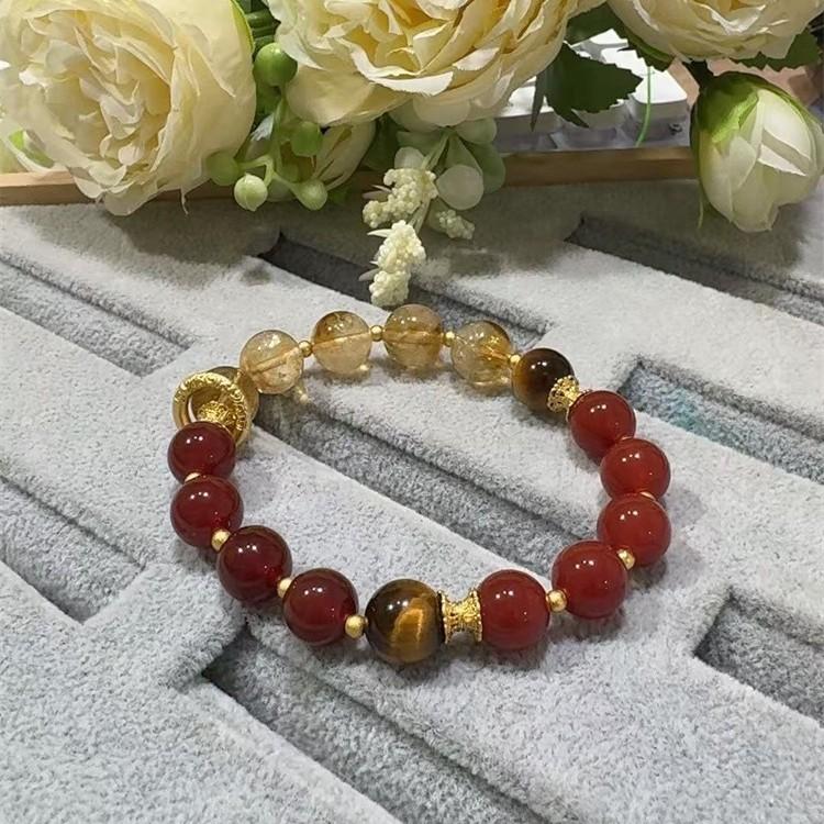 Nezha2Original Red Agate Yellow Tower Crystal Bracelet, New Popular Item on Xiaohongshu, Women's Bracelet Jewelry