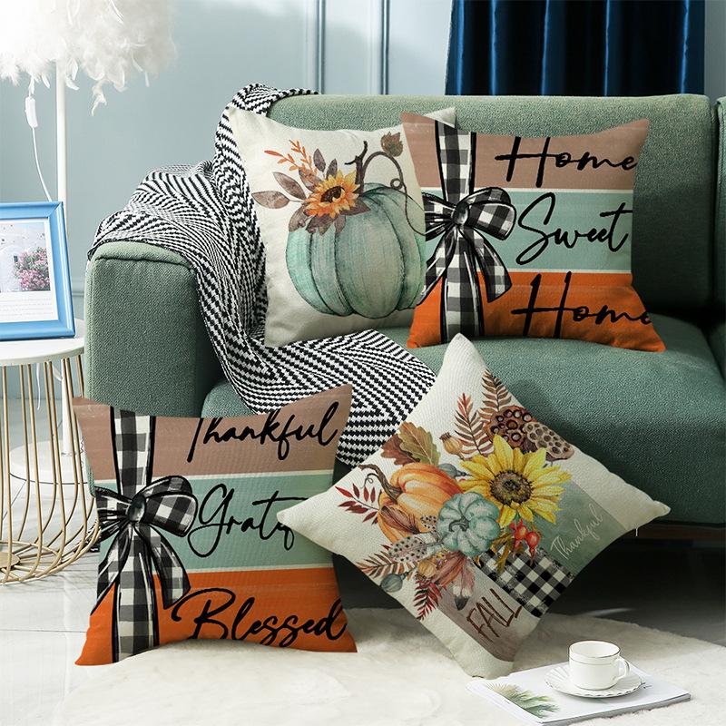 New Pumpkin Letter Print Pillow for Autumn Living Room Sofa Cushion Bedside Bay Window Cushion Cover