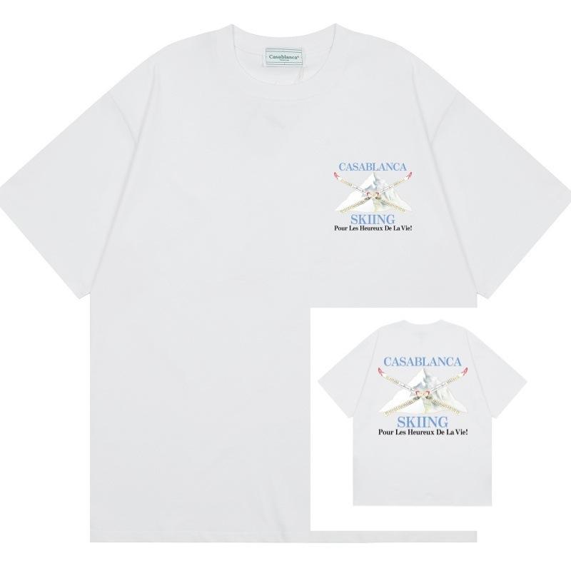 Grenzüberschreitend auf Lager exklusiv Casablanca Doppelgaze reine Baumwolle Unisex T-Shirt Hip-Hop lässig Kurzarm locker Rundhals
