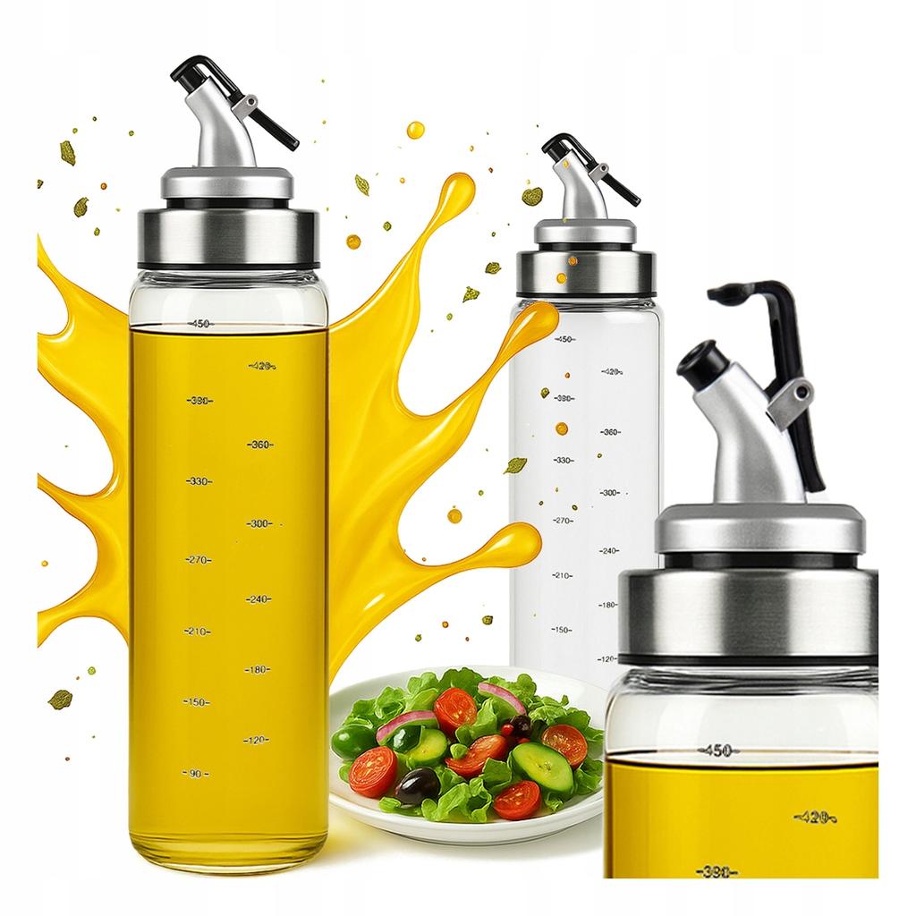 Glass Dispenser 500 ml with Scale for Oil, Sauces, Vinegar, Spices