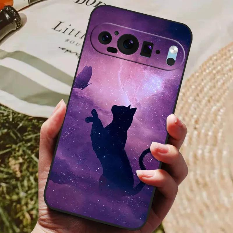 For Google Pixel 9 Pro XL Case Cool Painted Silicone TPU Soft Cover for Googe Pixel 9 9 Pro 8A Cases Black Protective Shells