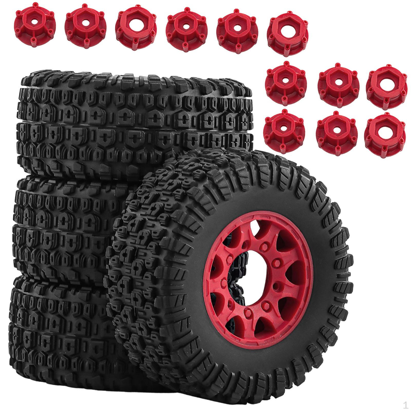 

4 Pieces 1/10 RC Short Course Truck Tires and Wheels Accessory Rubber Sturdy Portable Car Part червоний