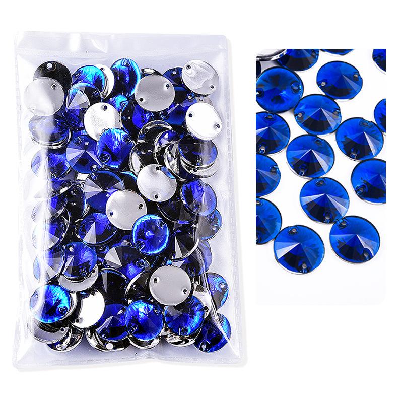 Resin Double Hole Flat Bottom Satellite Hand Seam Drill, Plated Bottom Tip Flat Buckle Diy Clothing Accessories Round Hand Seam Stone