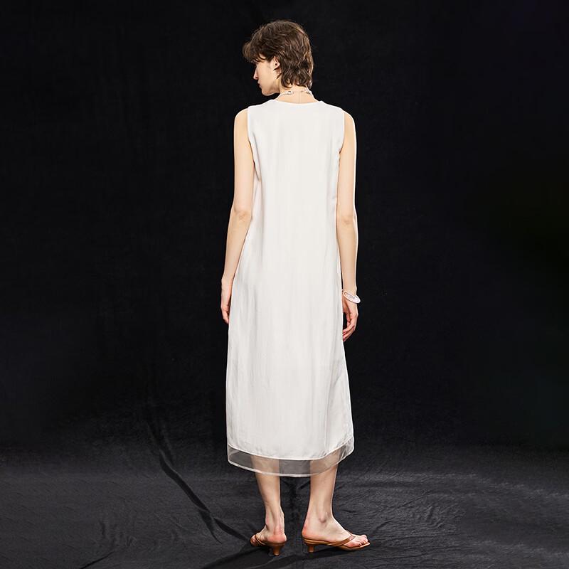 Elegant Tencel Blend V-Neck Sleeveless Maxi Dress