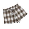 Women's Fashionable Loose-Fit Pajama Shorts With Fleece Plaid Print Casual Pants