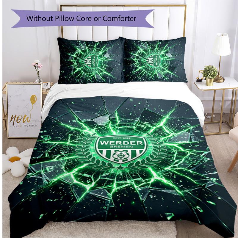 Set Lenzuola 3 Pezzi Stampato Werder Bremen, Comodo Set Copripiumino per Camera da Letto Amico della Pelle