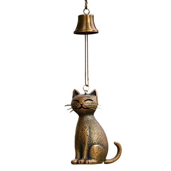 Retro Cat Wind Chime Handmade Cute Kitten Wind Chime Vintage Hanging Wind Chime for Garden Patio Porch Indoor Decor Cat Lover Gift Idea