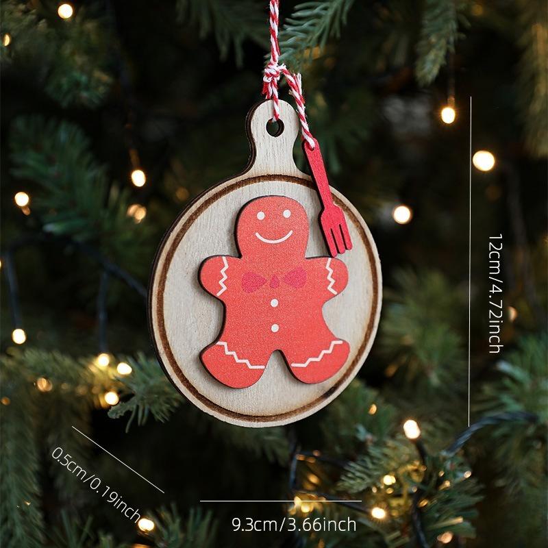 

Wooden Christmas Round Wooden Sign Decoration Pendant Elk Santa Claus Christmas Tree Decoration