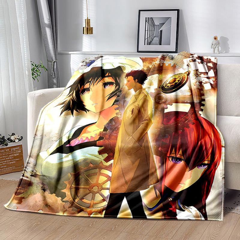 Steins;Gate printed throw blanket—lightweight,soft,warm;versatile blanket all seasons—perfect air-conditioning throw,nap blanket