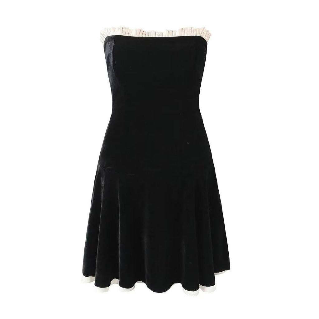 2024 Spring European & American French-Inspired Sexy Lace-Up Tube Top Dress