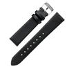 MOD Smooth Leather Strap, 20mm, Black with Silver Buckle, Antique-Style Watch Band, Tarnished