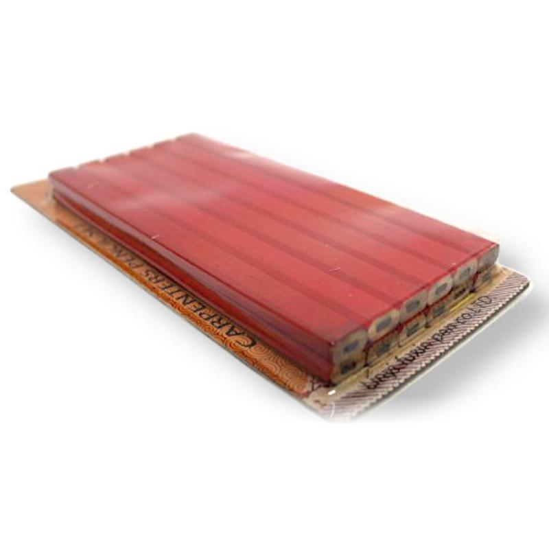Red Carpenter's Pencils 17.5 Cm, Set of 12 - Durable for Precise Marking