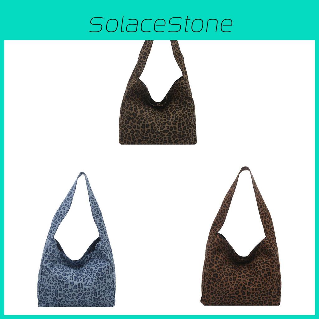 Street Style Leopard Pattern Shoulder Bag With Spliced Fabric And Inner Zipper Pockets For Casual Outings