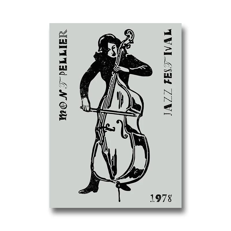 Vintage Jazz Festival Canvas Paintings Retro Jazz Club Poster and Print Wall Art Picture for Living Room Cuadros Home Decoration