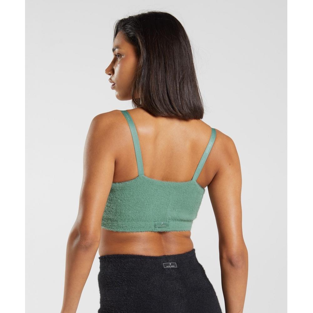 Gymshark Whitney Eyelash Knit Bandeau Leaf Green B4a4z Ebct