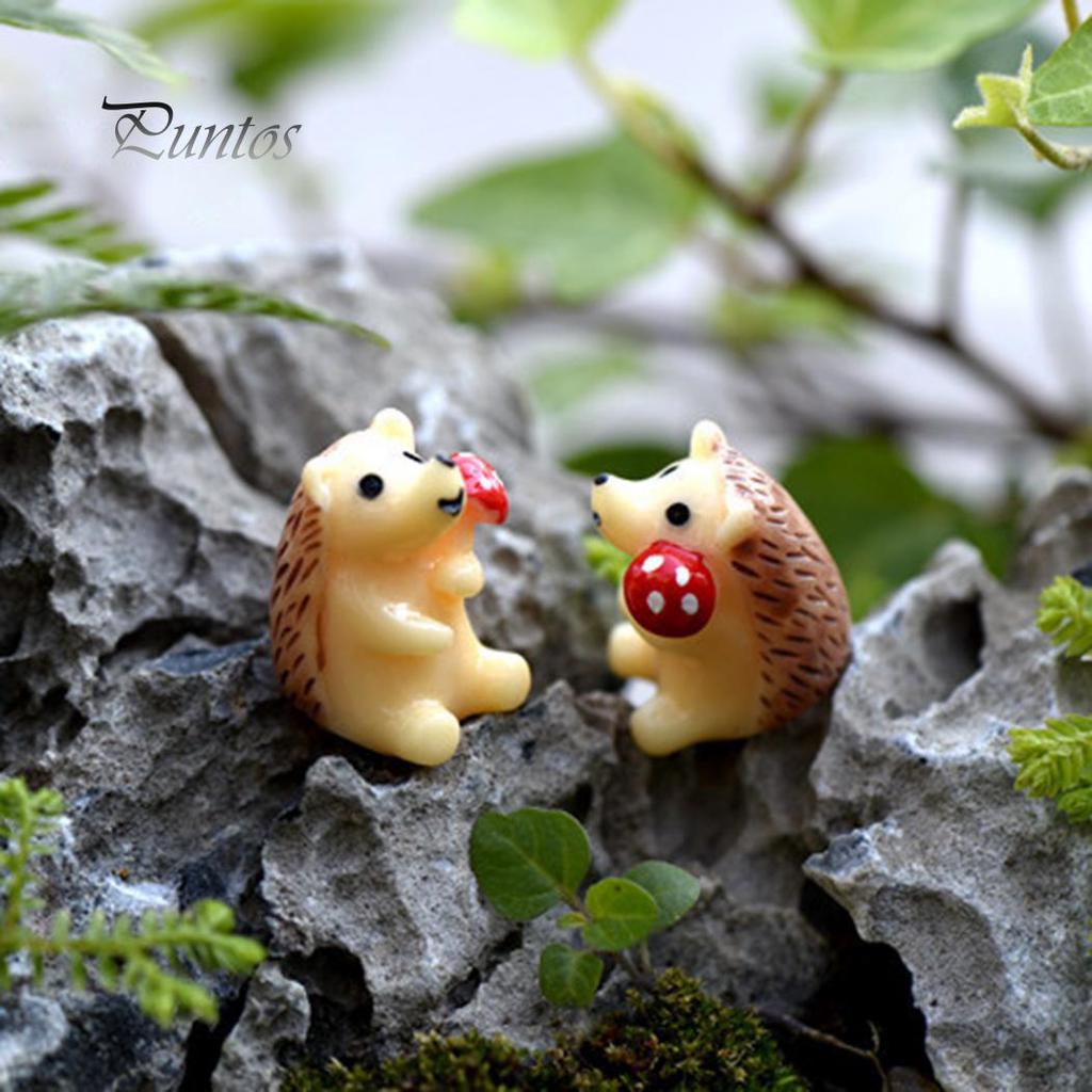 2 pezzi di figurine di riccio mini decorazioni in resina piante grasse ornamenti paesaggistici