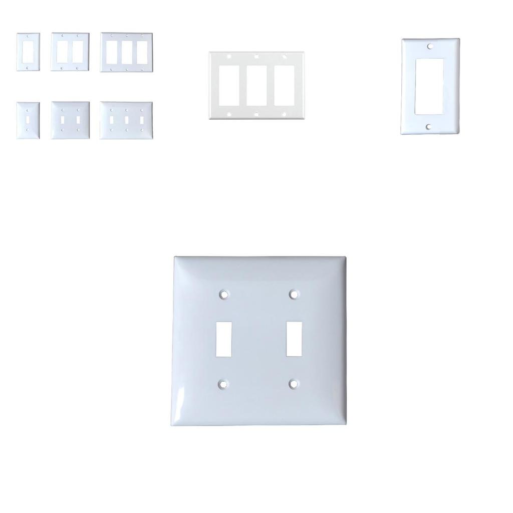 Sleek And Durable White Decorator Outlet Wall Plate Rocker Switch Cover For Home