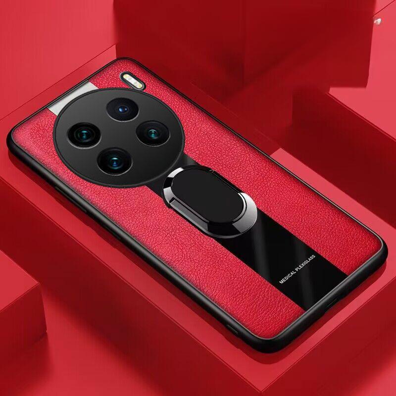 

Роскошный магнитный держатель для VIVO X200Pro X200 Pro Mini кожаный защитный чехол для VIVO X100 Ultra X100S Pro Ring противоударный бампер VIVO X200Pro Mini красный