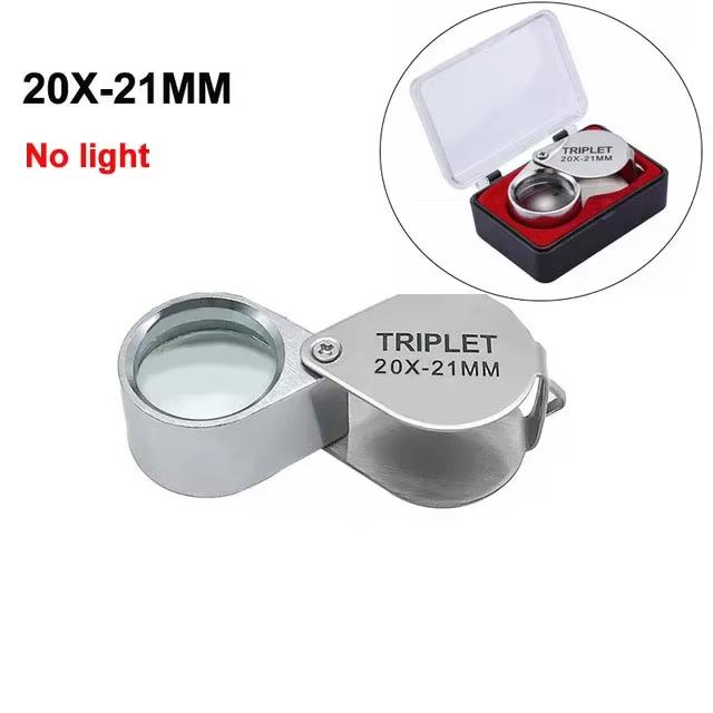Professional 10X/20X/30X Folding Jewelers Eye Loupe Pocket Magnifier for Jewelry Coins Gems Stainless Steel with Storage Box