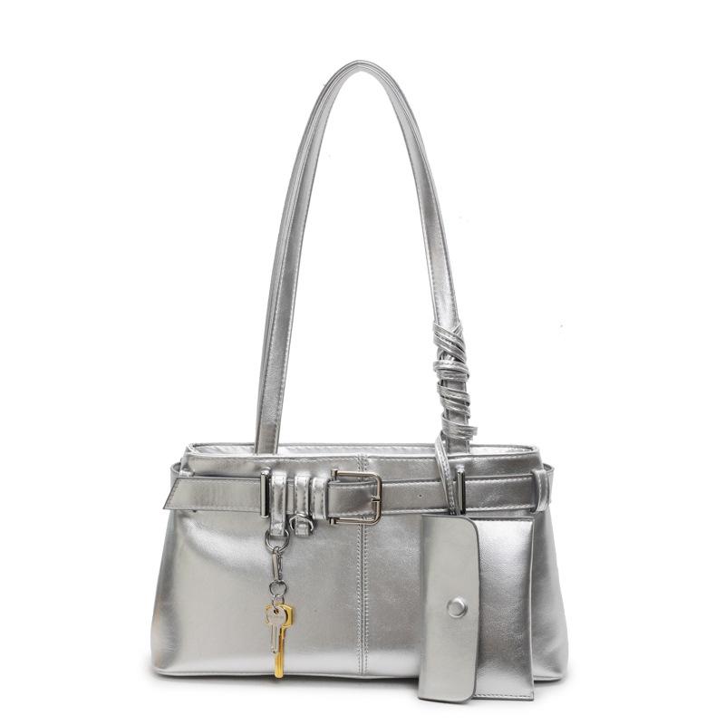 Niche Silver Underarm Bag Women's Spring and Summer New Trendy Fashion Handbag Simple and Versatile Shoulder Bag