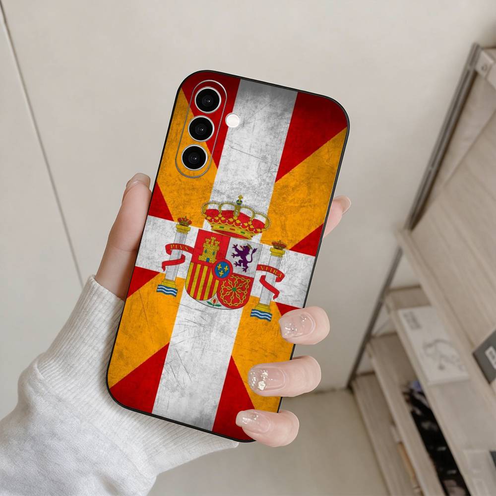 S-Spain Spanish Flag Art  Phone Case For Samsung Galaxy A73,A72,A71,A70,A53,A52,A51,Others Soft Black Cover