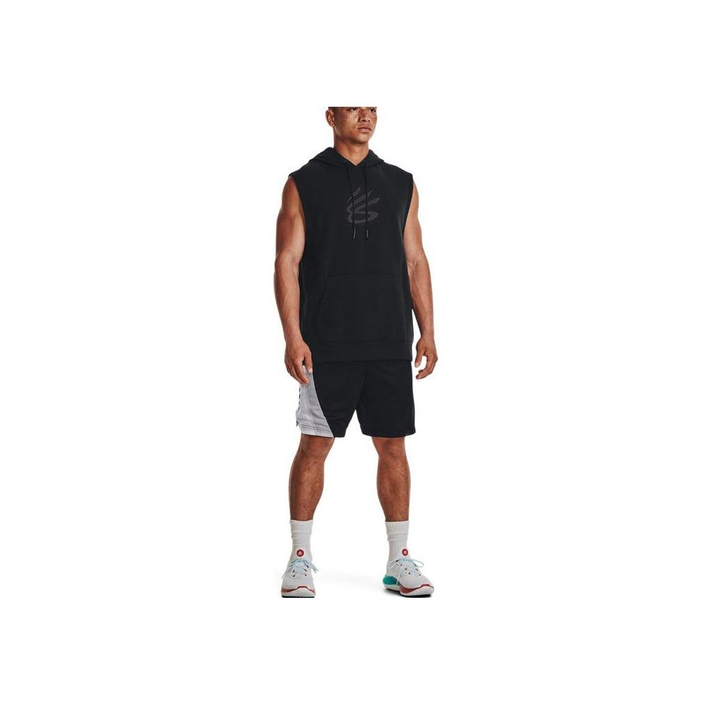 Under Armour Curry Series Solid Color Drawstring Hooded Sleeveless Basketball Vest Men Tops Black 1374301-001