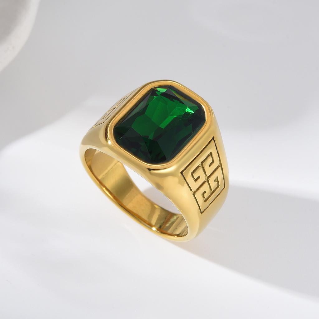 A3485 Herren/Damen Trend Hohe Qualität 316L Edelstahl Mehrfarbig Zirkon Stil Onyx Goldene Ringe Schmuck